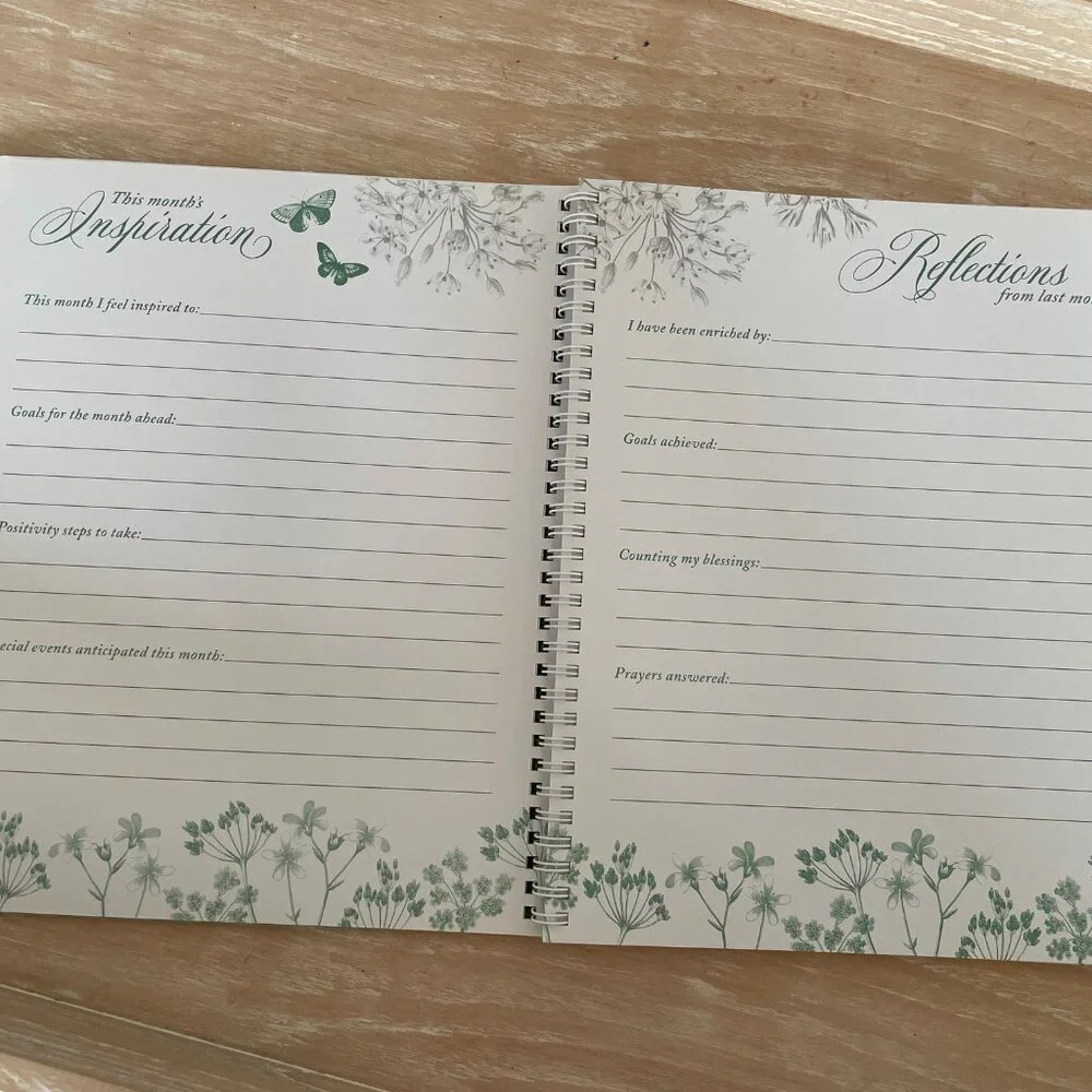 Punch Studio Nature's Grace Butterflies, Undated Monthly Guided Spiral Planner